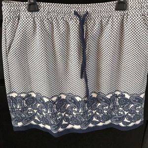 LOFT Navy and Cream Skirt